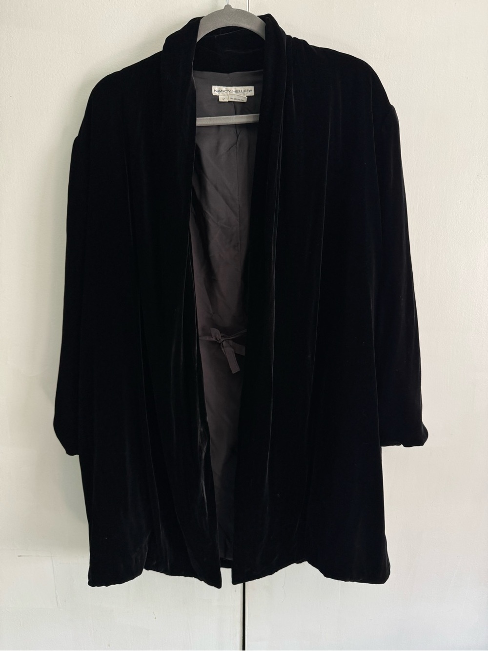 Nancy Heller Black Velvet Open Front Jacket